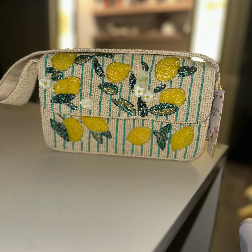 New Viral Beaded Lemon Floral Bag